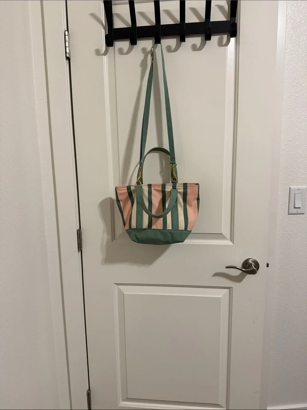 Sonoma Pink and Green Striped Canvas Tote